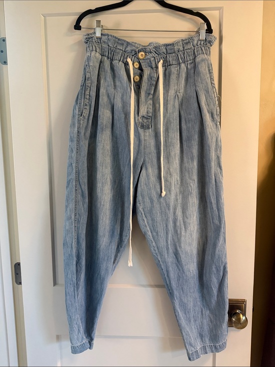Free People Pants - Free People Light Blue Relaxed Denim Jogger Pants
